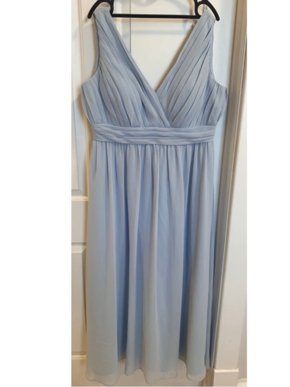 Revelry Light Blue V-Neck Pleated Chiffon Dress